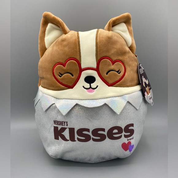 Squishmallows Regina Hersheys Corgi Valentines Day 12 Inch Stuffed Toy Kellytoy - Picture 1 of 4